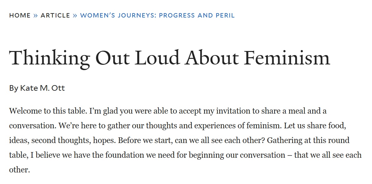 Thinking Out Loud About Feminism